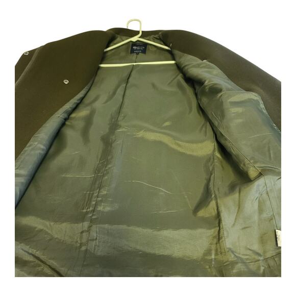 Madewell City Grid Olive Green Black Offset Zip Up Wool Blend Lined Coat Jacket - Picture 4 of 5